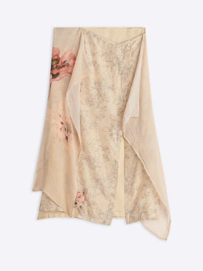 Draped silk skirt
