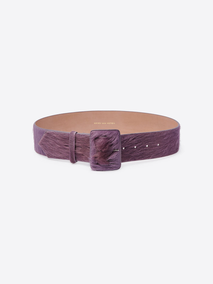 Belt in leather-trimmed calf hair