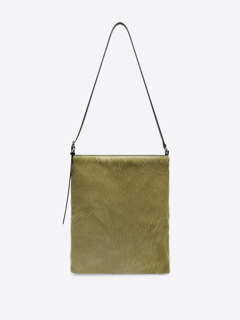 Tote bag in leather-trimmed calf hair