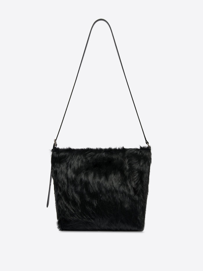 Crossbody bag in <br>leather-trimmed calf hair
