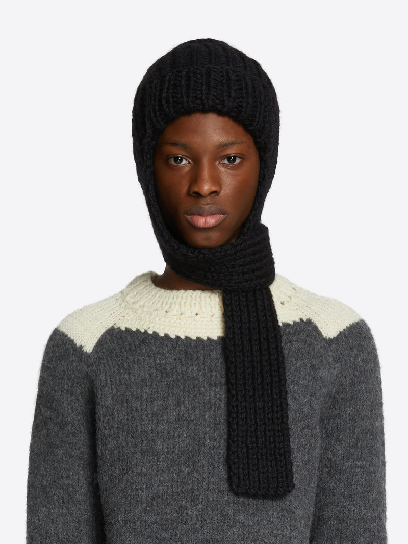 Beanie with scarf attached
