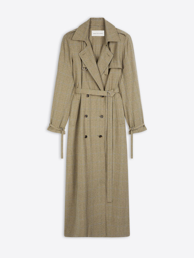 Checked trench coat