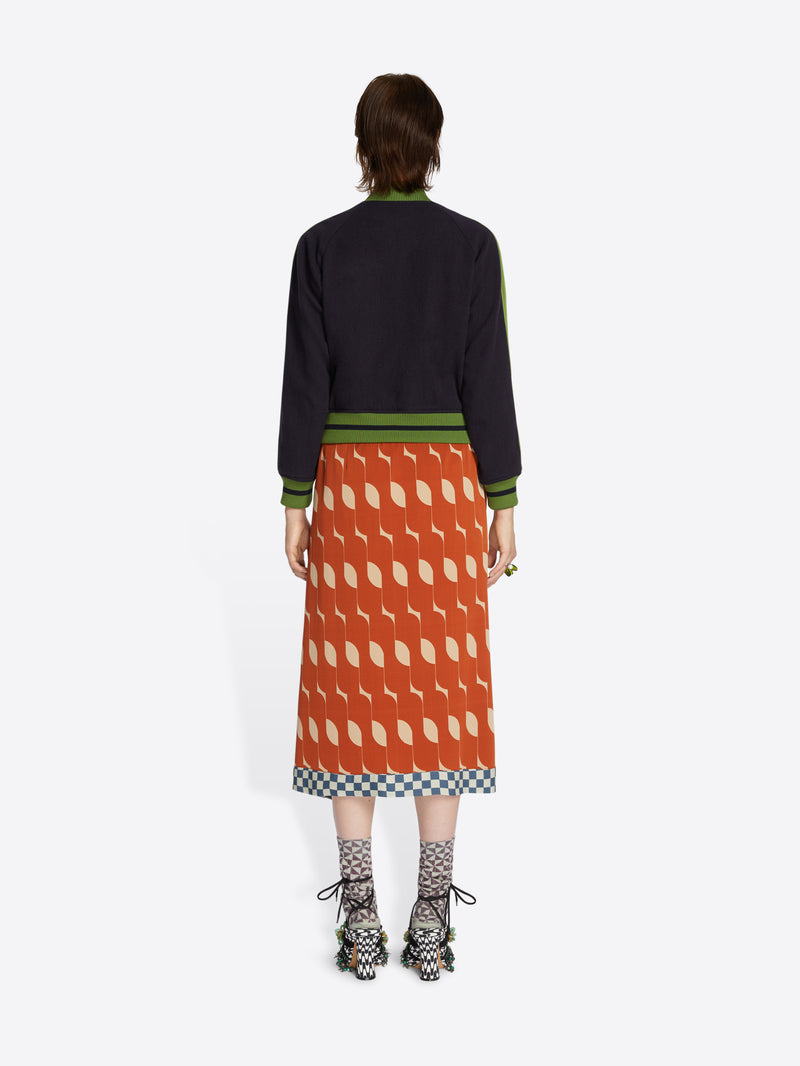 Printed draped skirt