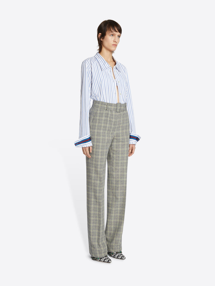 Belted checked pants