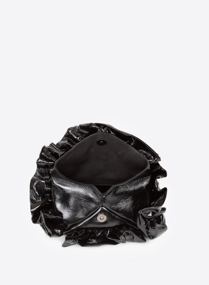 Leather ruffle bag