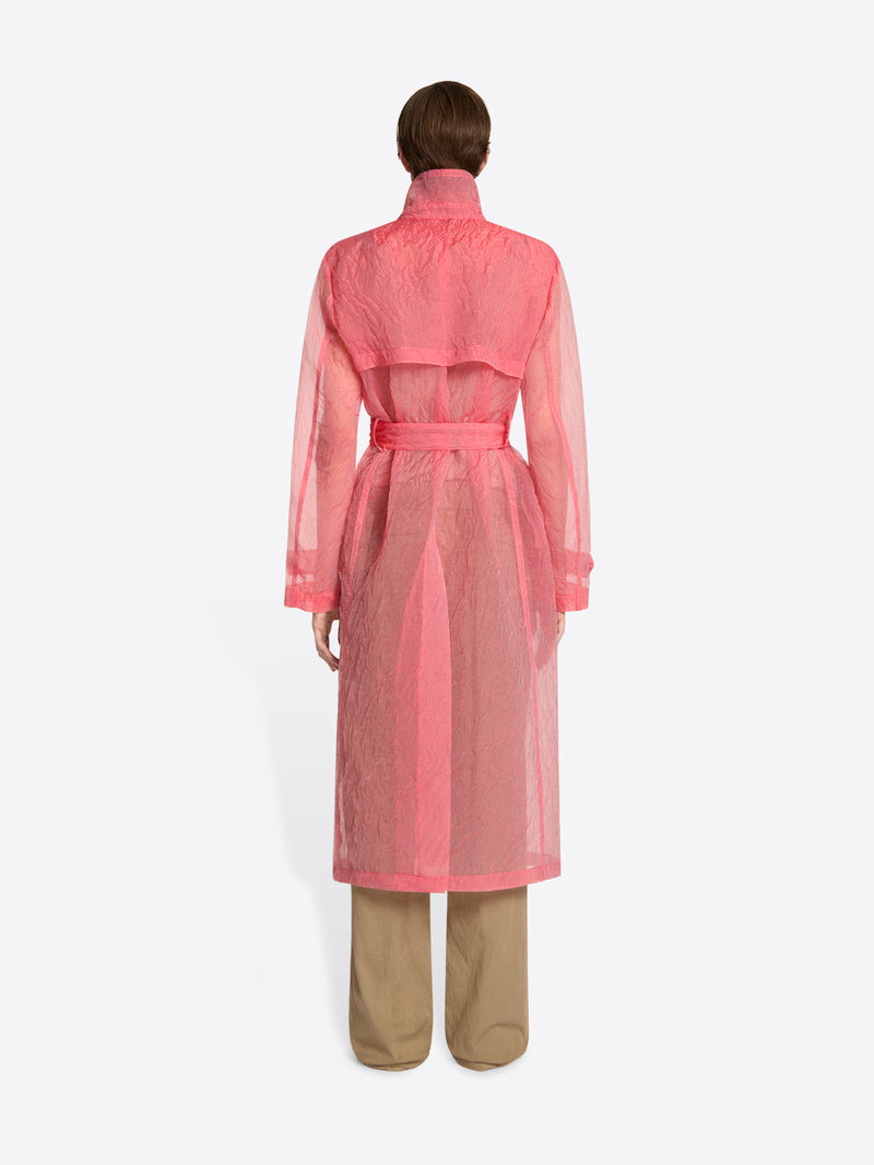 Trench Coat Red Sheer Jacket Semi-sheer Coat Spring-Summer