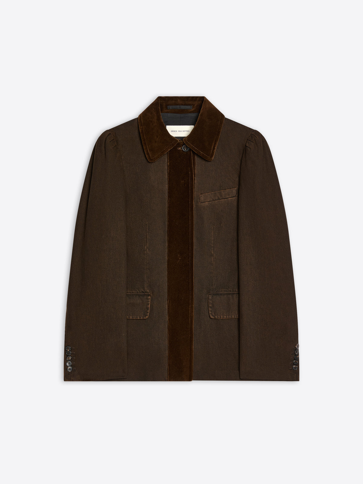 Brown jacket with a collar on a white background