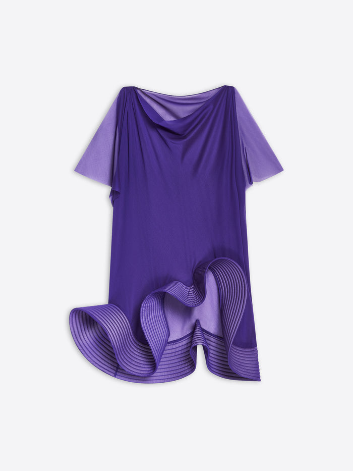 Purple top with a large frill accent hem