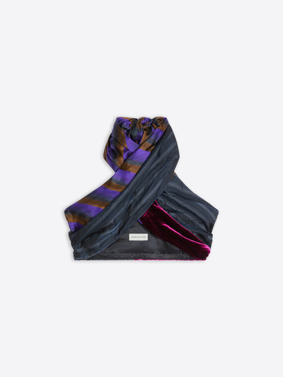 Navy, patterned, wrap bra top on a white background - Dries Van Noten