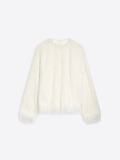 White fluffy top on a white background - Dries Van Noten