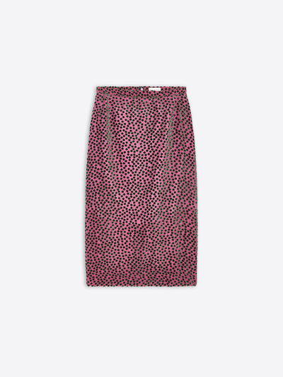 Pink leopard print pencil skirt on a white background - Dries Van Noten