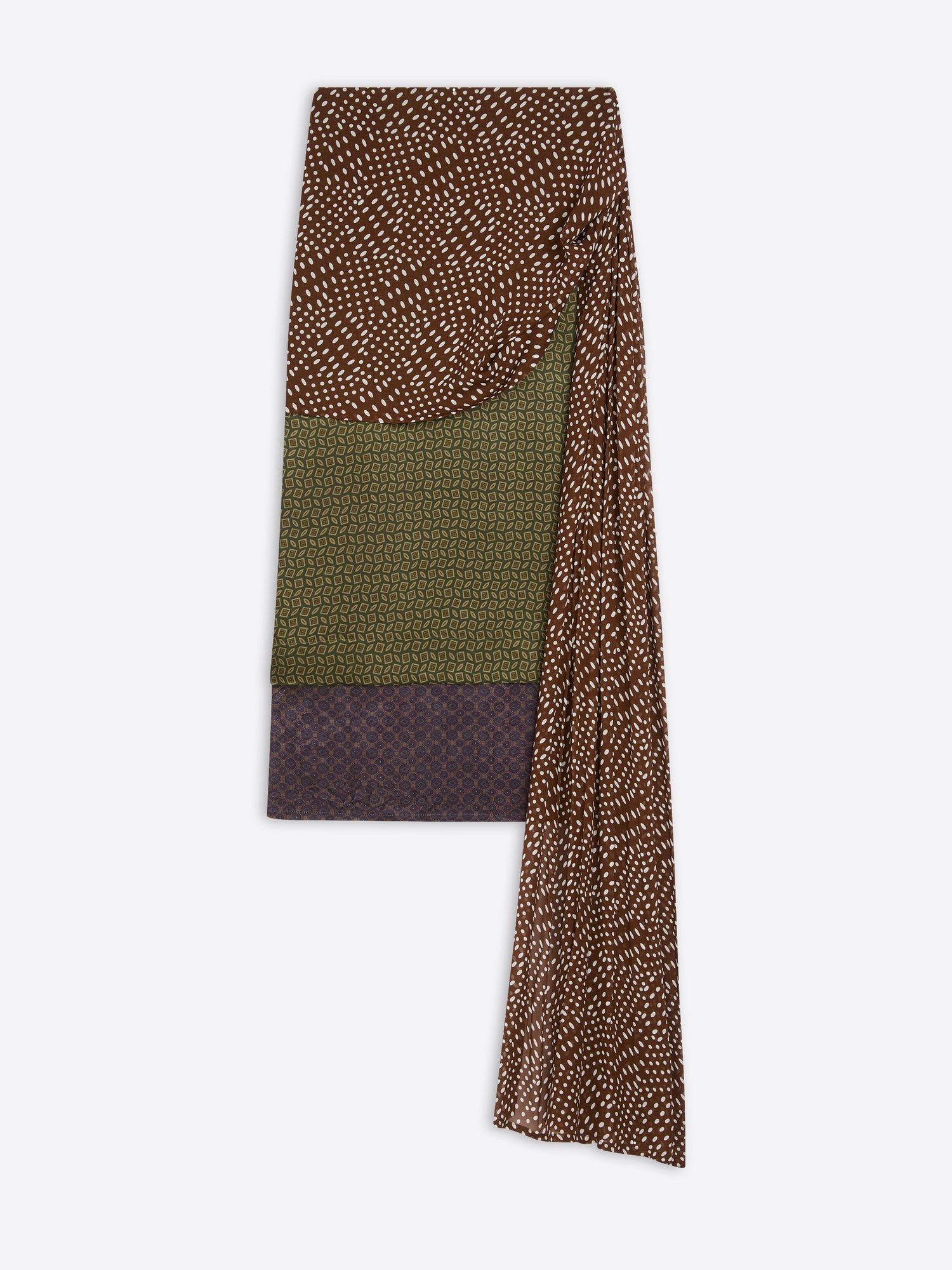 Multicoloured patterned skirt on a white background