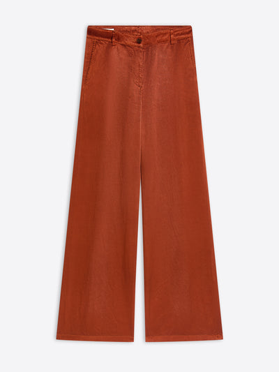 Rust colored overdyed pants on a white background - Dries Van Noten