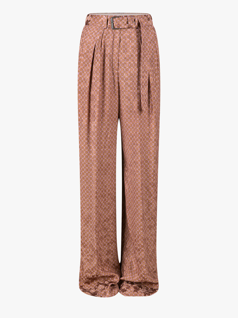 Patterned pants with a belt on a white background - Dries Van Noten