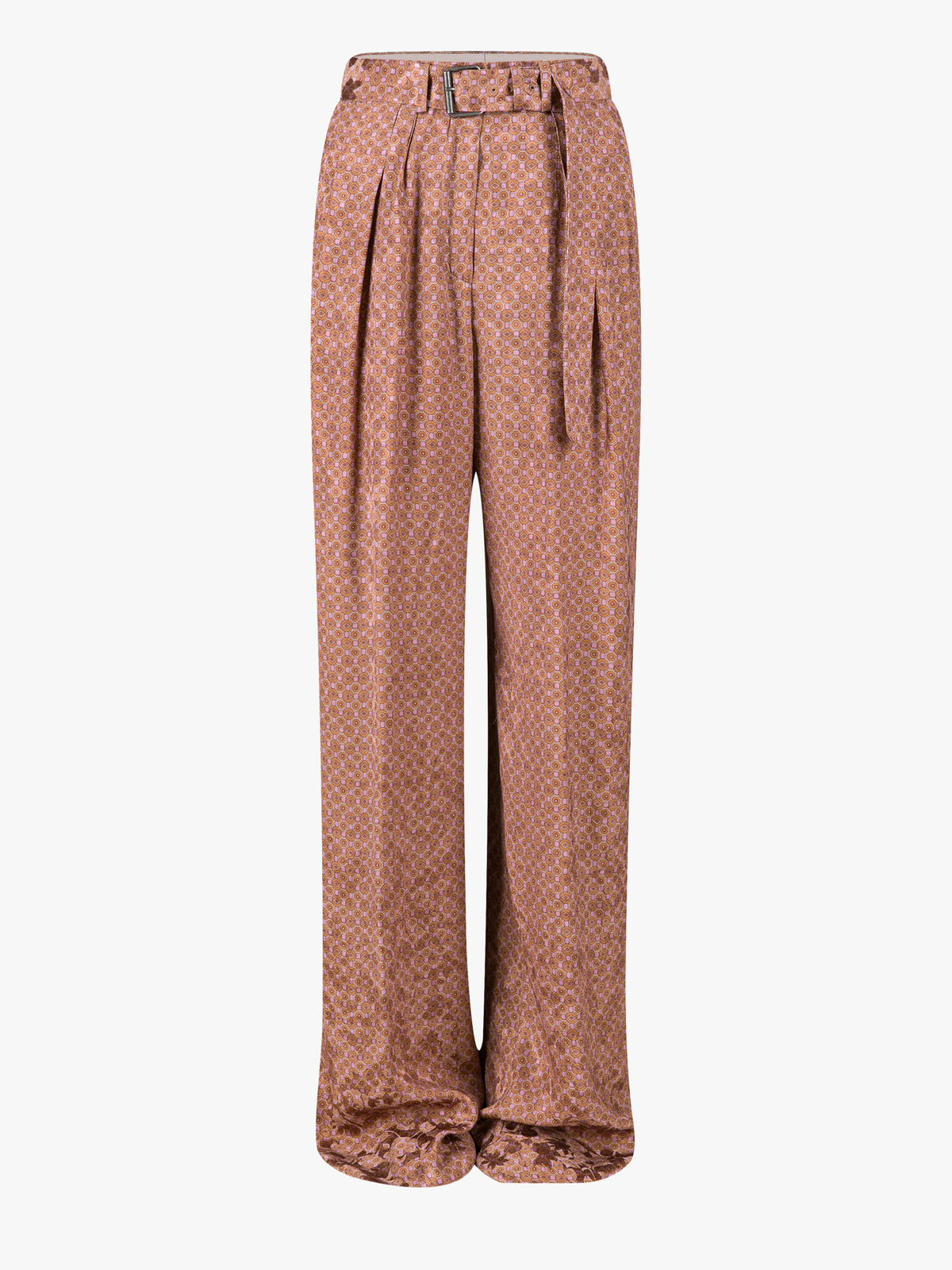 Patterned pants with a belt on a white background - Dries Van Noten
