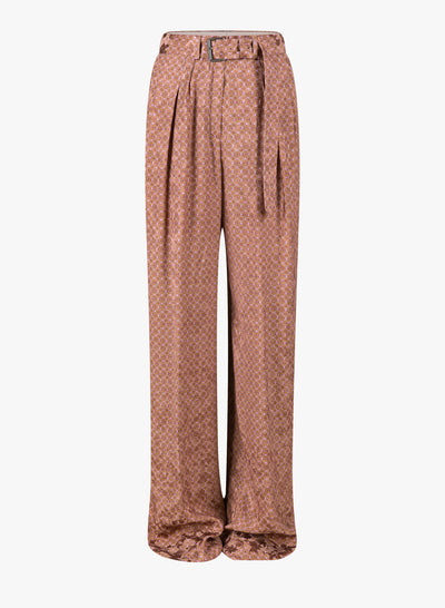 Patterned pants with a belt on a white background - Dries Van Noten