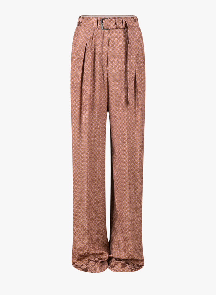 Patterned pants with a belt on a white background - Dries Van Noten