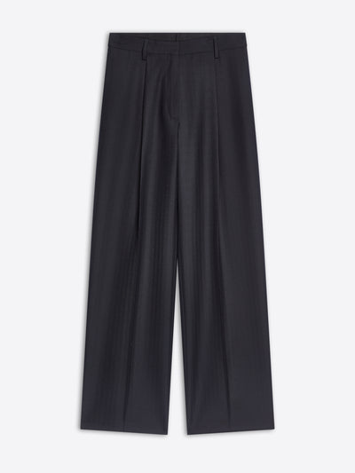 Regular fit, navy wool pants on a white background - Dries Van Noten