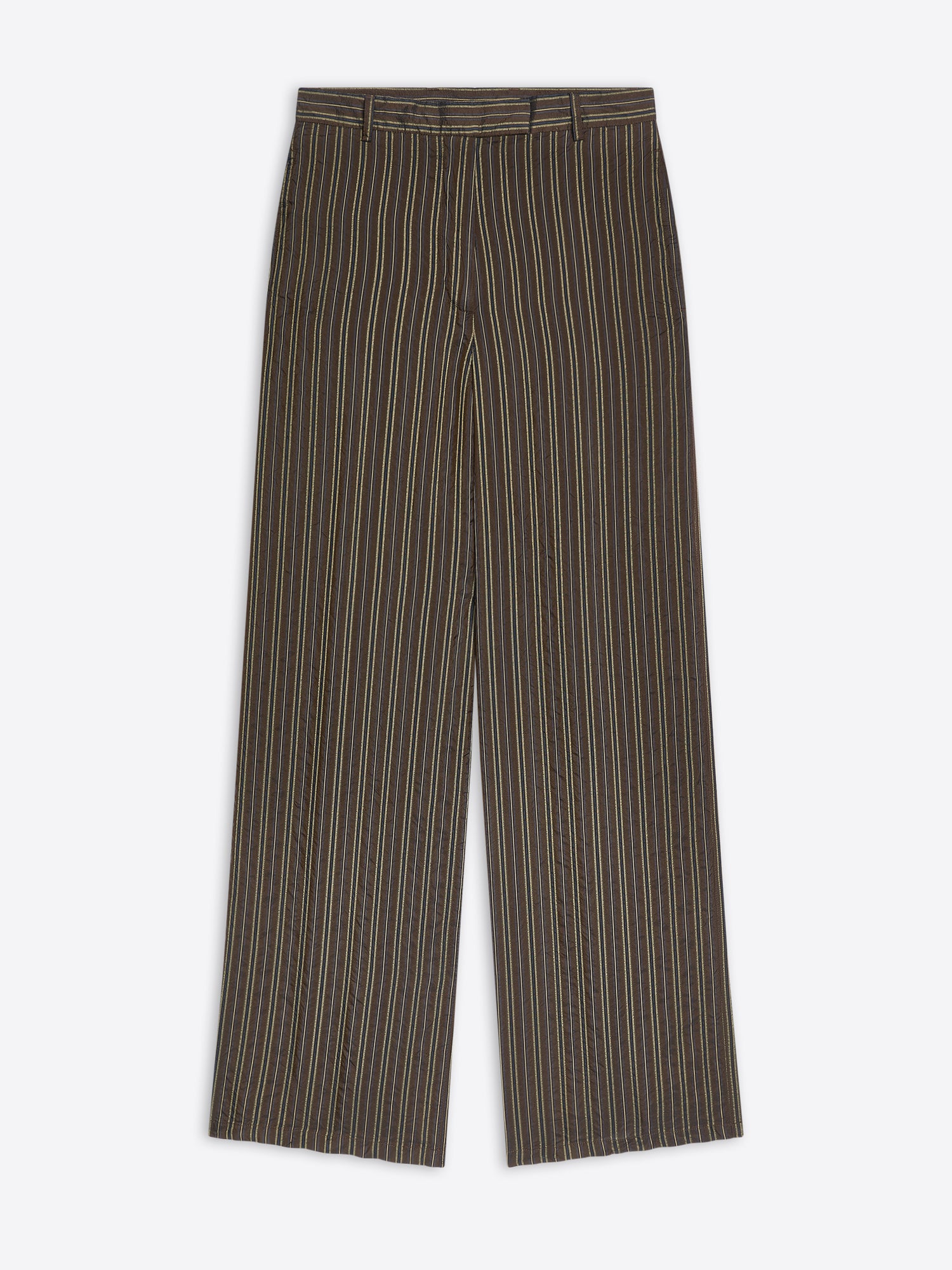 Brown striped pants on a white background