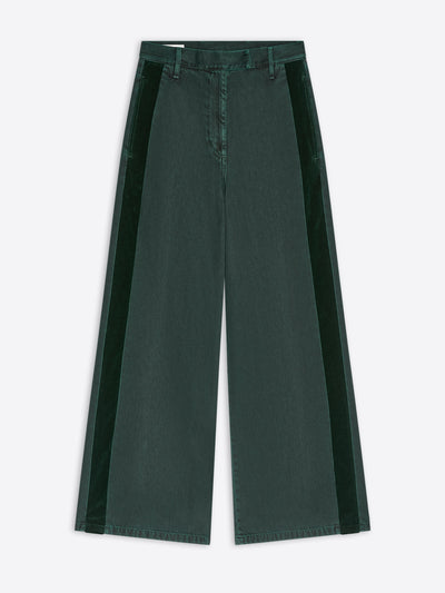 Green wide-leg pants on a white background - Dries Van Noten