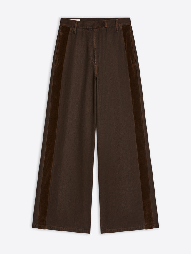 Brown wide-leg pants on a white background