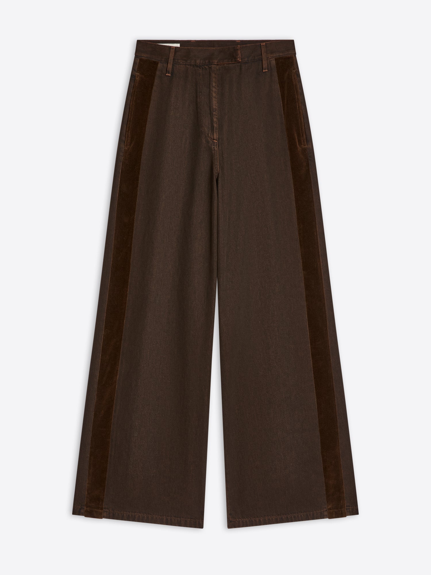 Brown wide-leg pants on a white background