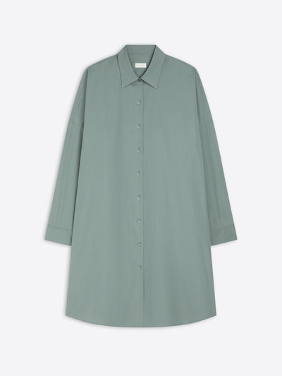 Raf colored, oversized cotton shirt dress on a white background - Dries Van Noten