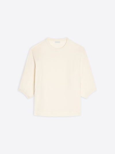 Beige short-sleeve shirt on a light gray background - Dries Van Noten