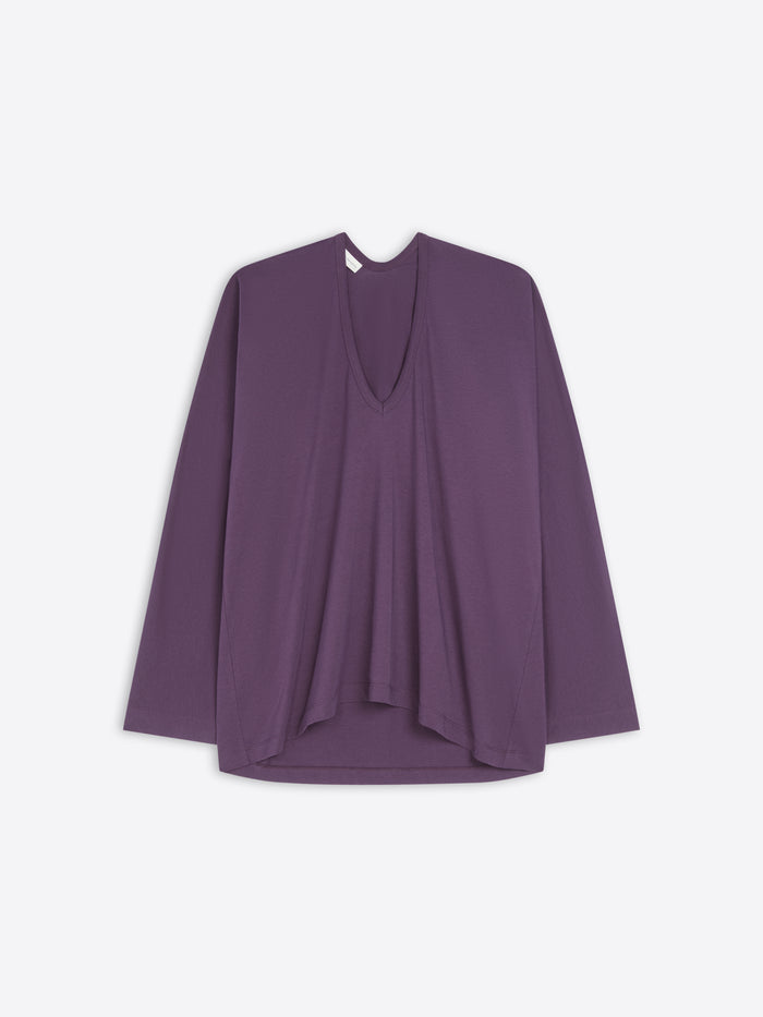 Purple top with long sleeves on a white background