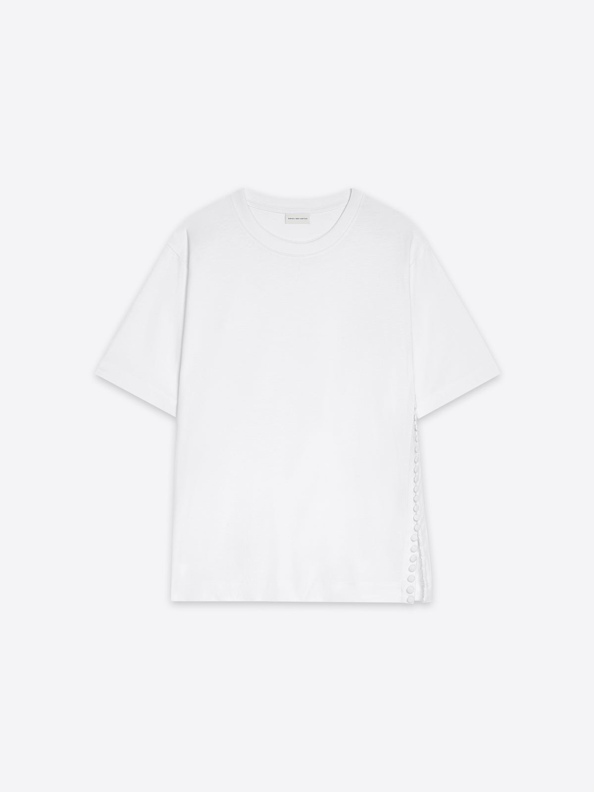 White t-shirt on a light gray background