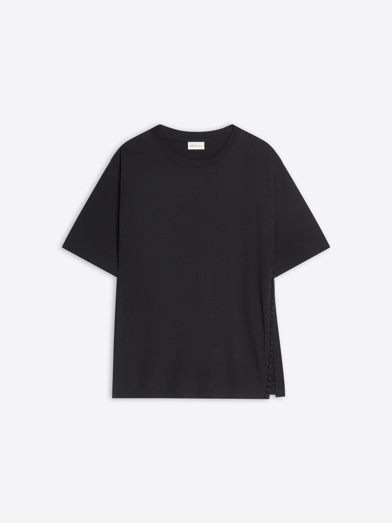 Black t-shirt on a white background