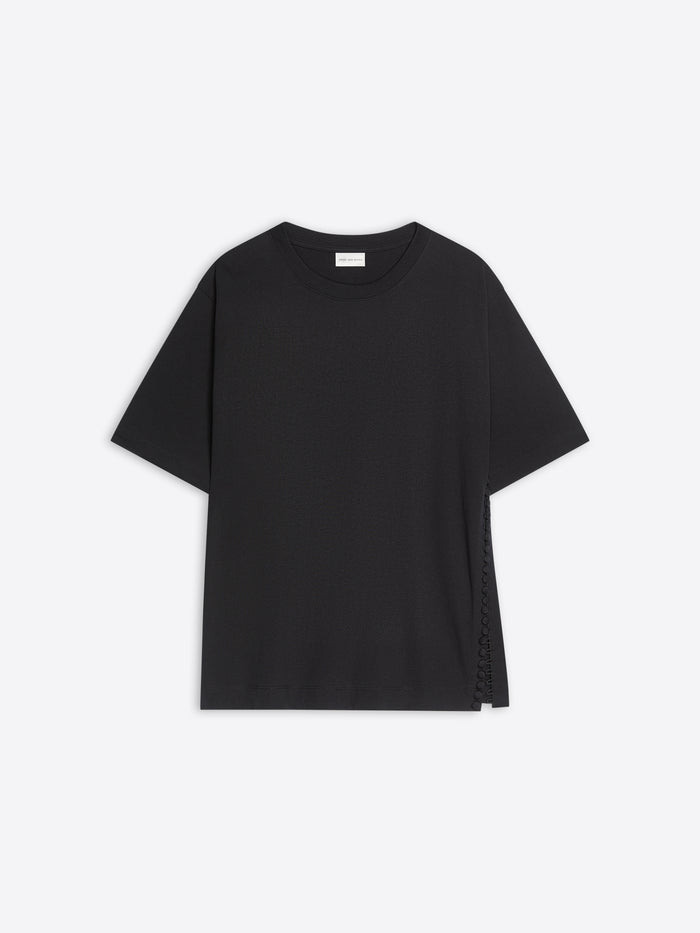 Black t-shirt on a white background