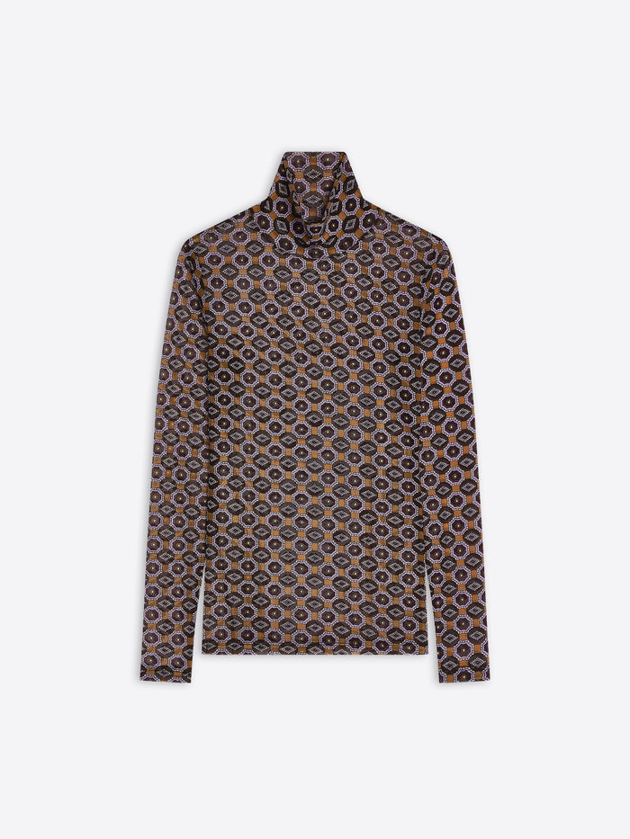 Patterned long-sleeve shirt on a white background