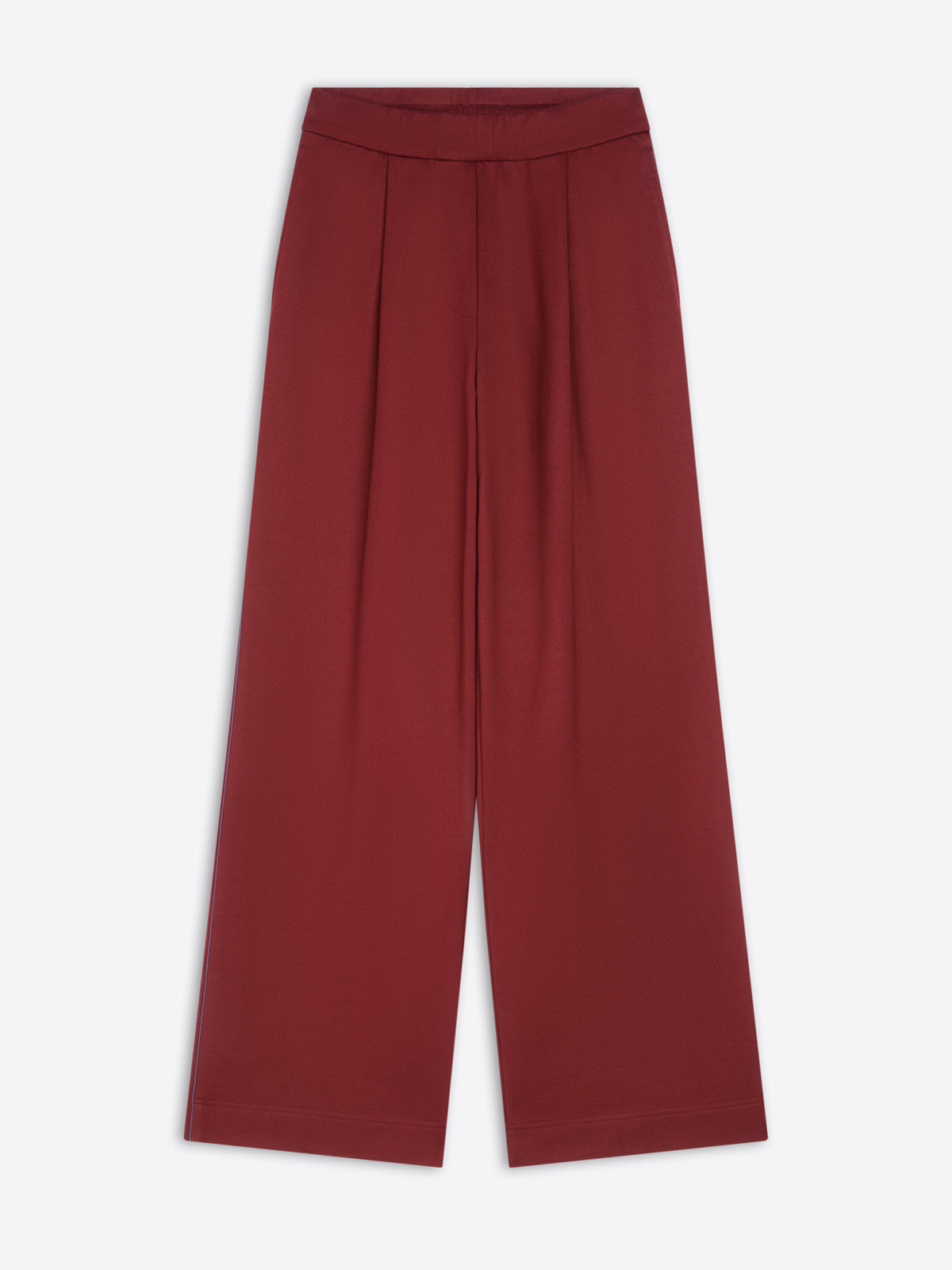 Maroon wide-leg pants on a white background