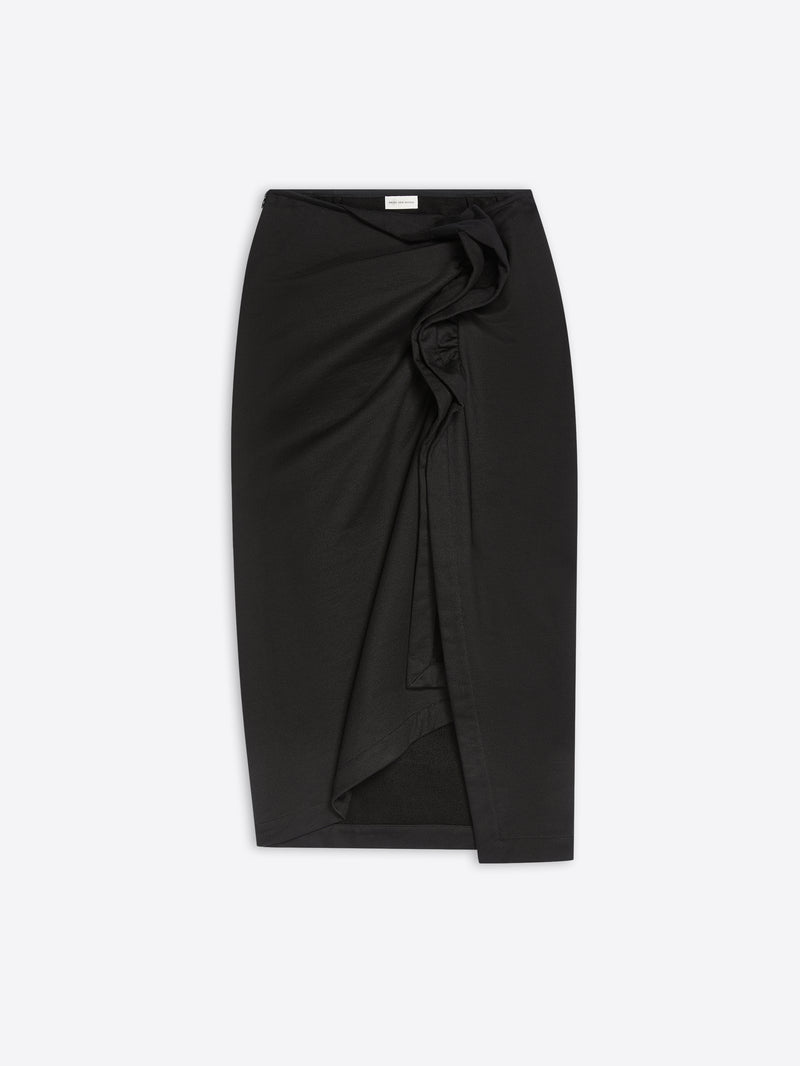 Black skirt with a knot detail on a white background