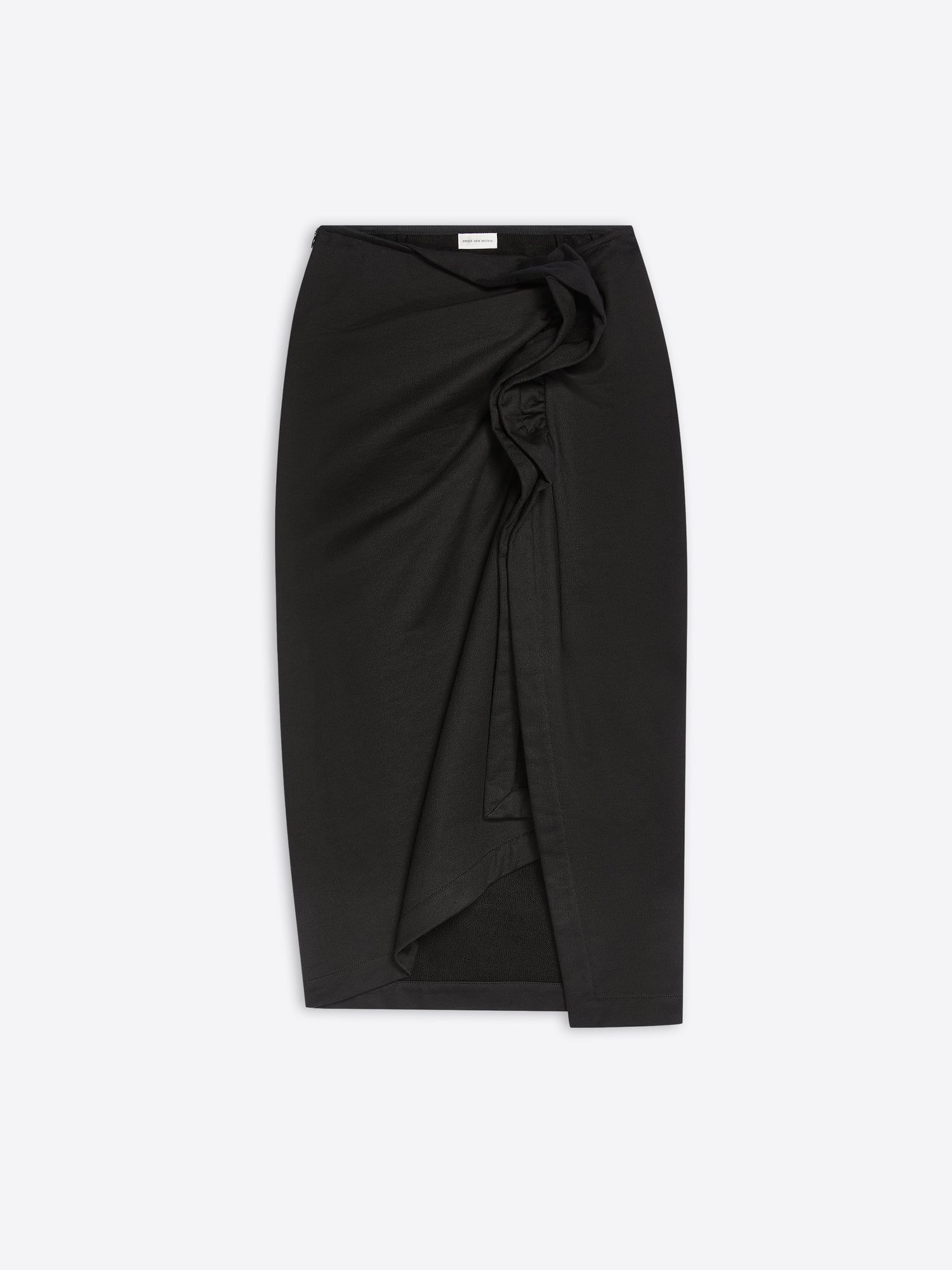 Black skirt with a knot detail on a white background