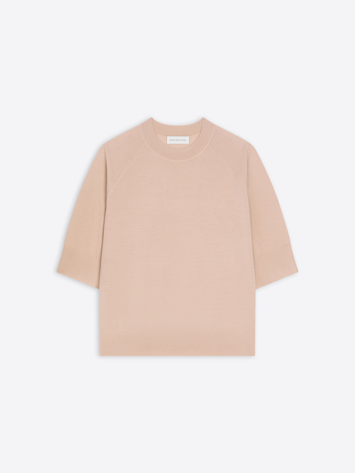Beige short sleeve sweater on a white background