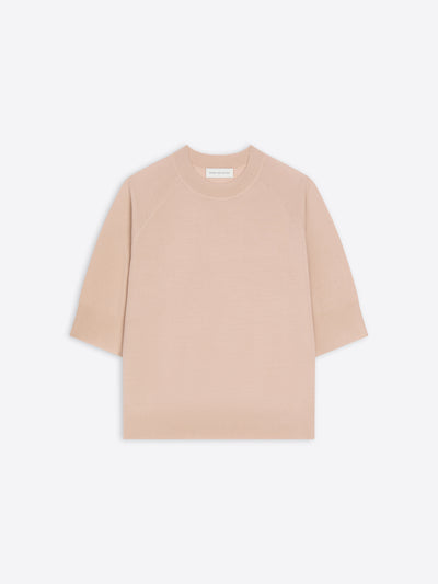 Beige short sleeve sweater on a white background - Dries Van Noten