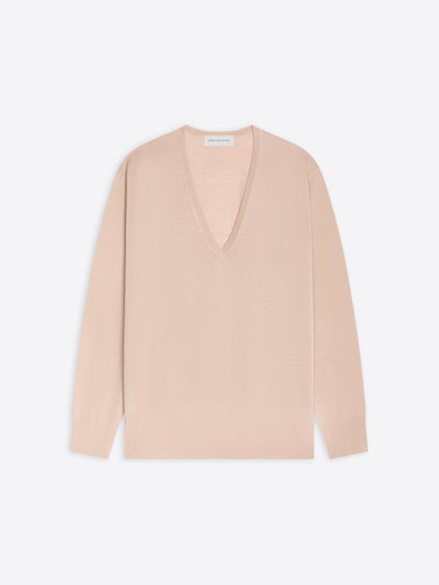 V-Neck beige sweater on a white background - Dries Van Noten