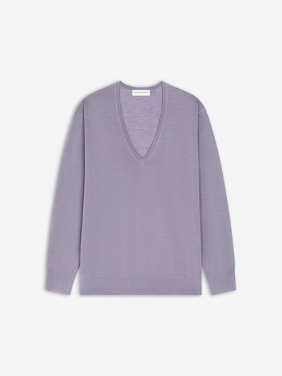 V-neck purple sweater on a white background - Dries Van Noten