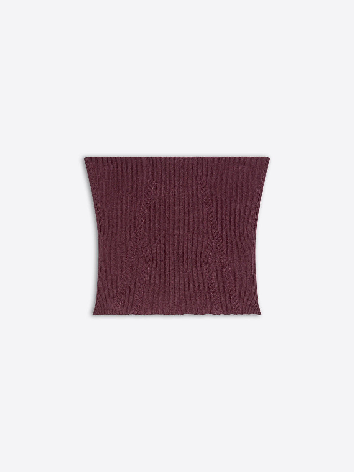 Burgundy knitted top on a white background