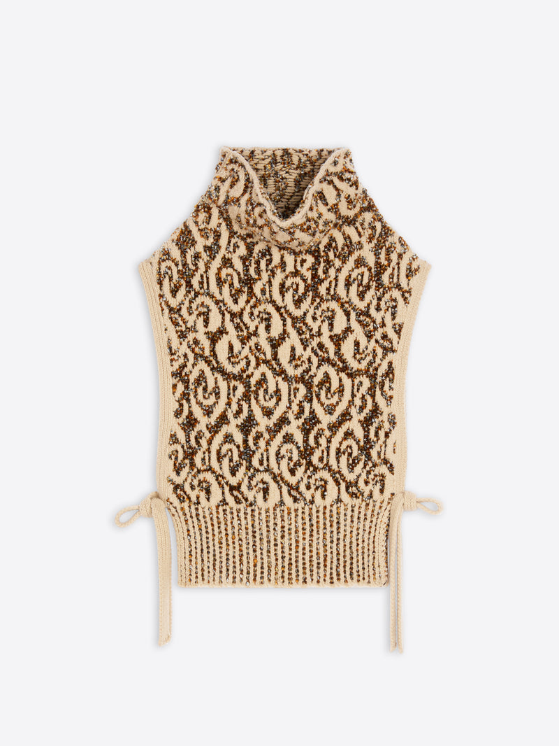 Knitted vest with a pattern on a white background