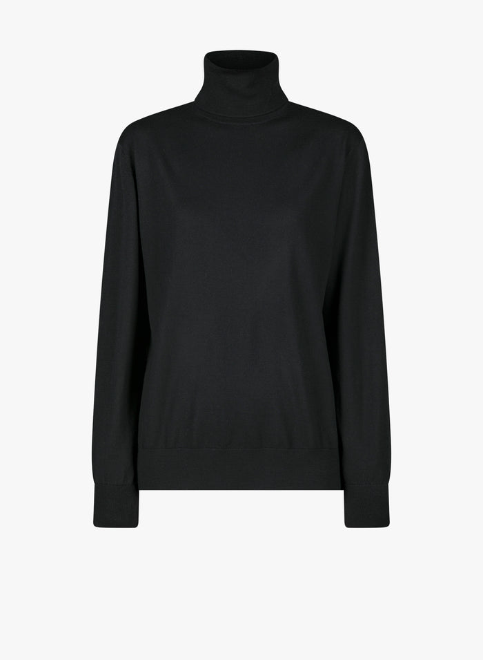 Black turtleneck sweater on a white background - Dries Van Noten