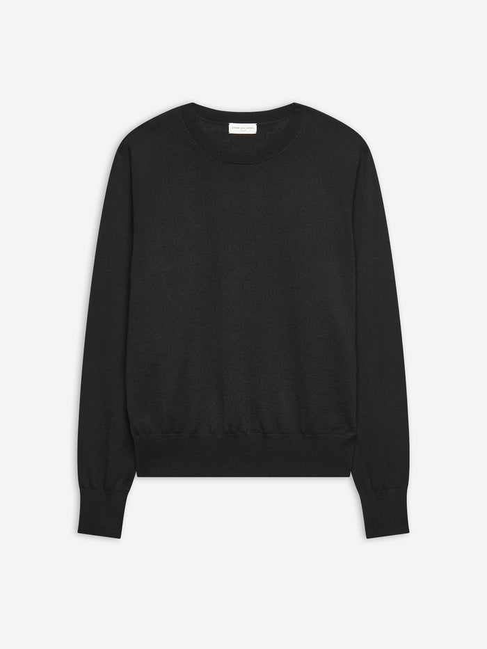 Black sweater on a light gray background