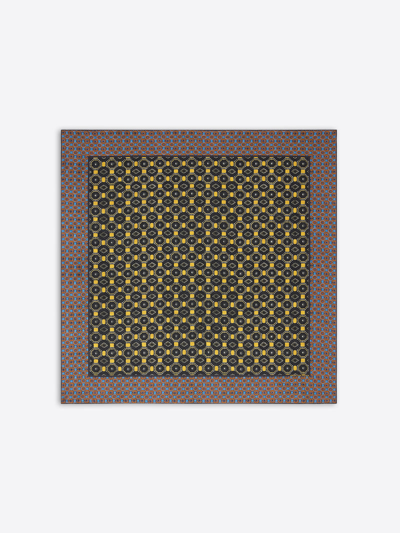 Patterned scarf with geometric design on a white background