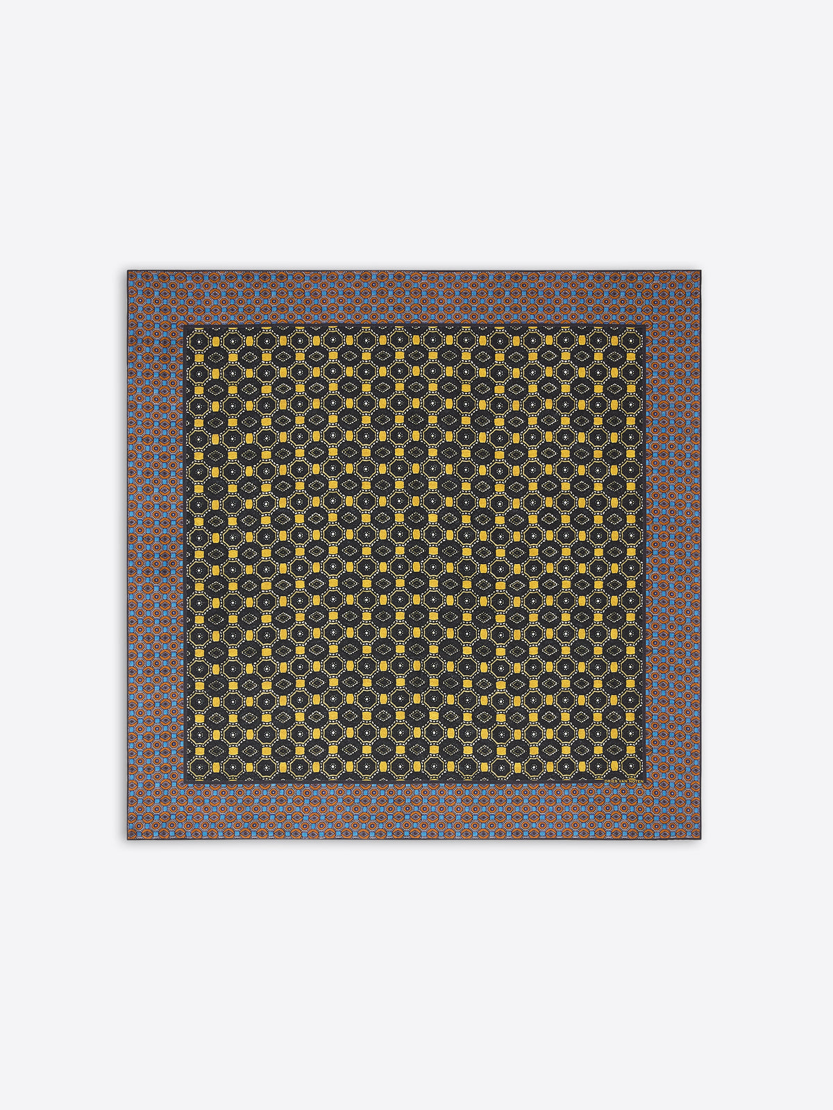 Patterned scarf with geometric design on a white background