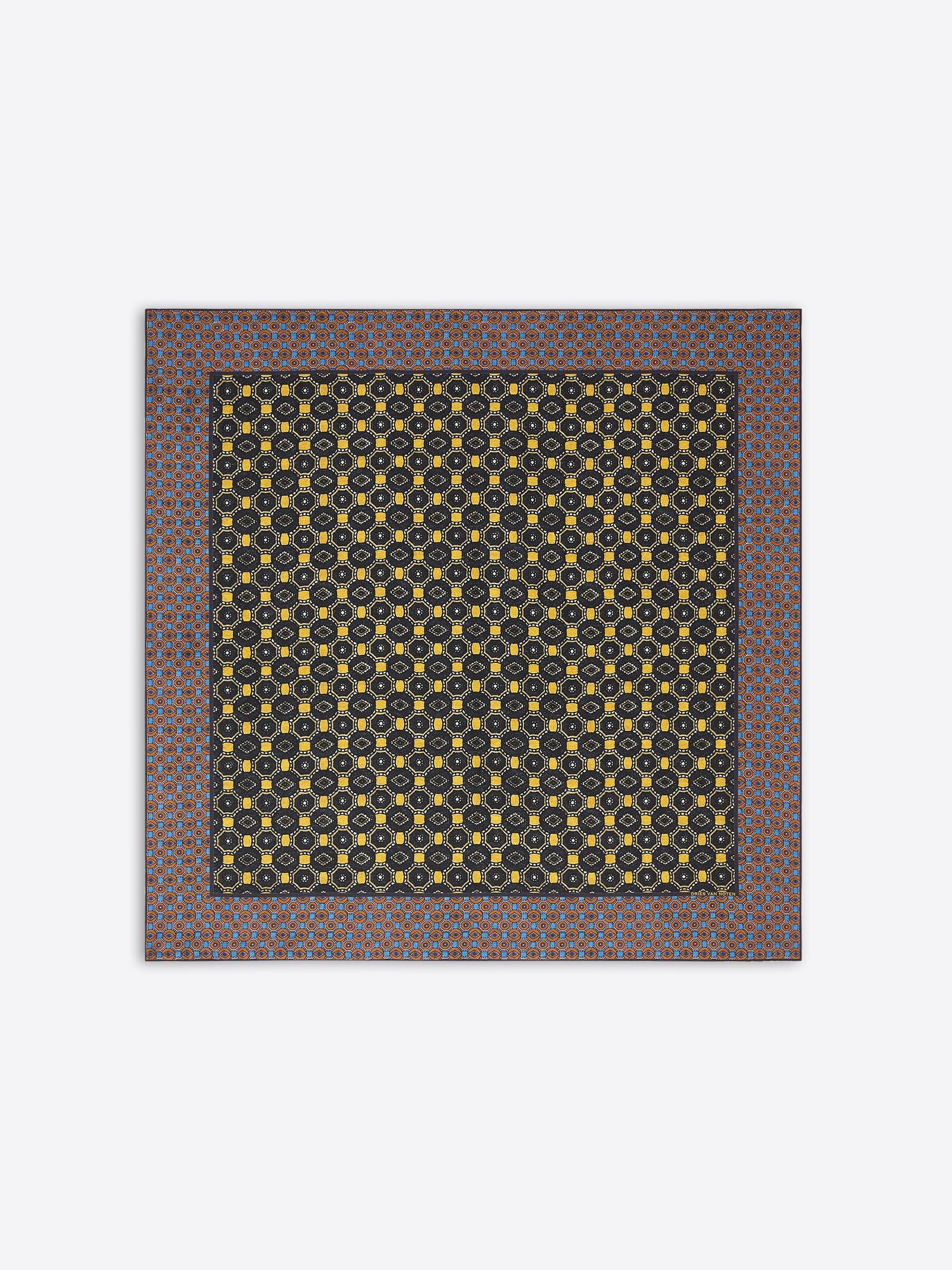 Patterned scarf with geometric design on a white background