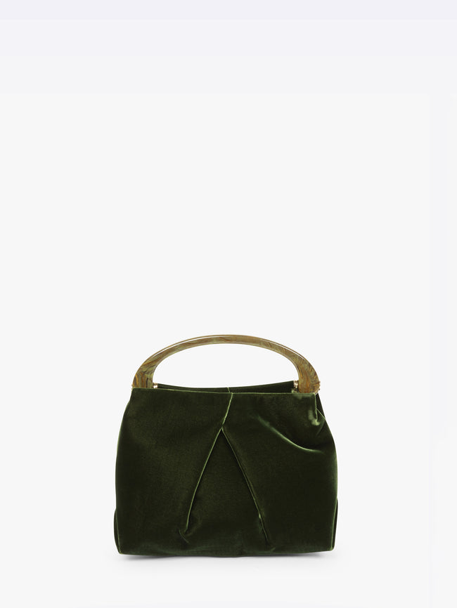 Green handbag with a handle on a white background