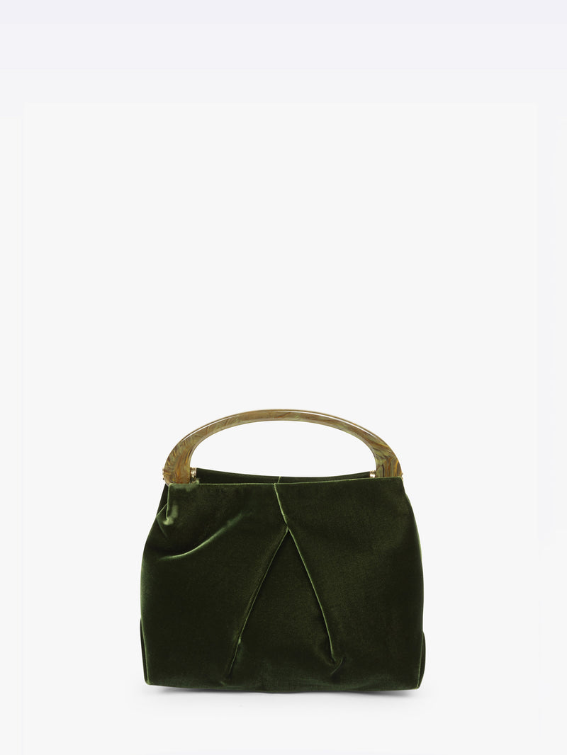 Green handbag with a handle on a white background