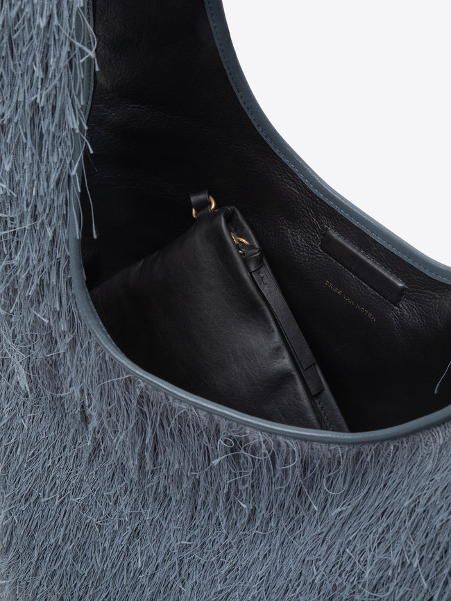 Gray textured bag on a white background